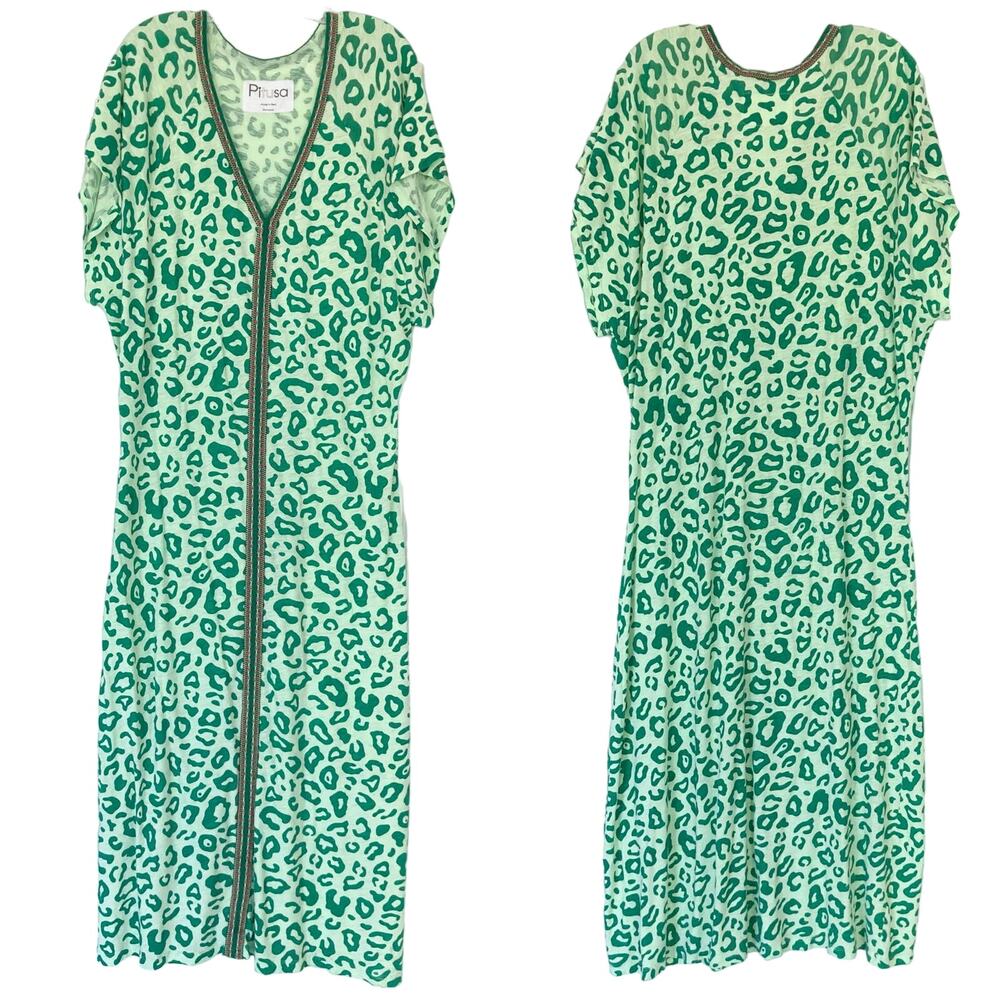 Pitusa Green Leopard Print Maxi Dress